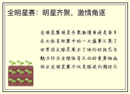 全明星赛：明星齐聚，激情角逐